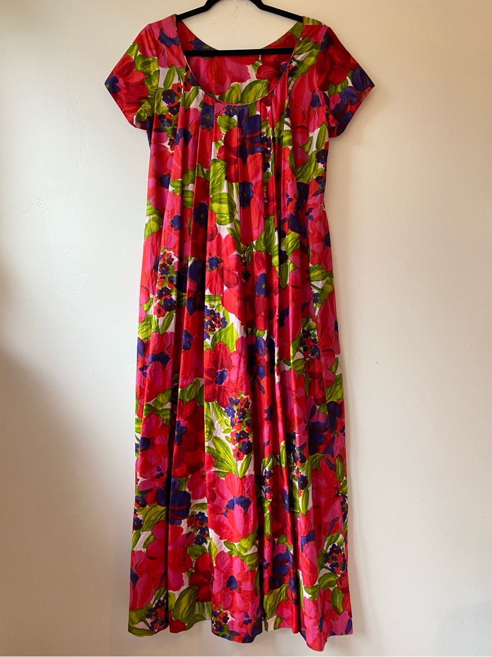 Vintage 1960s Alice Polynesian Fashions Hawaiian Floral Muumuu Maxi Dress Medium - Picture 2 of 8